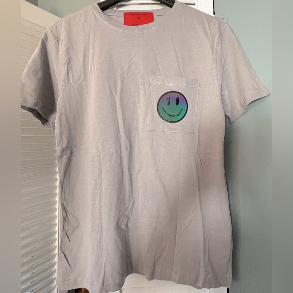 Unisex Hip and Bone Smiley Grey Tee - Small